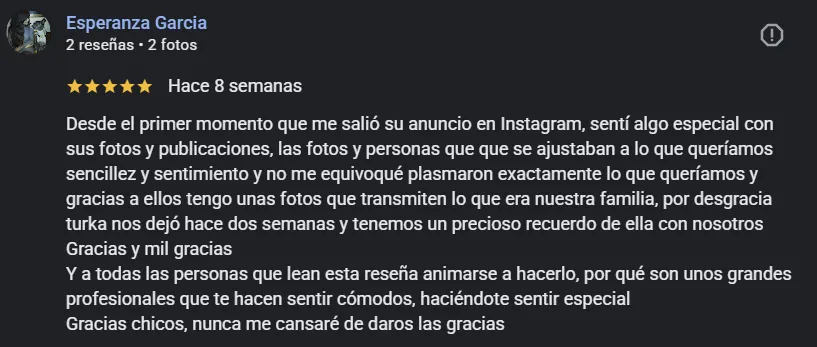 Reseña de 5 estrellas de Esperanza en Google